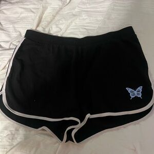 No Boundaries Black Shorts with Blue Butterfly